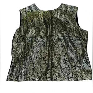 EliteStyle Womens Vintage Tank Top Textured Paisley Pullover Black  Gold Size 18